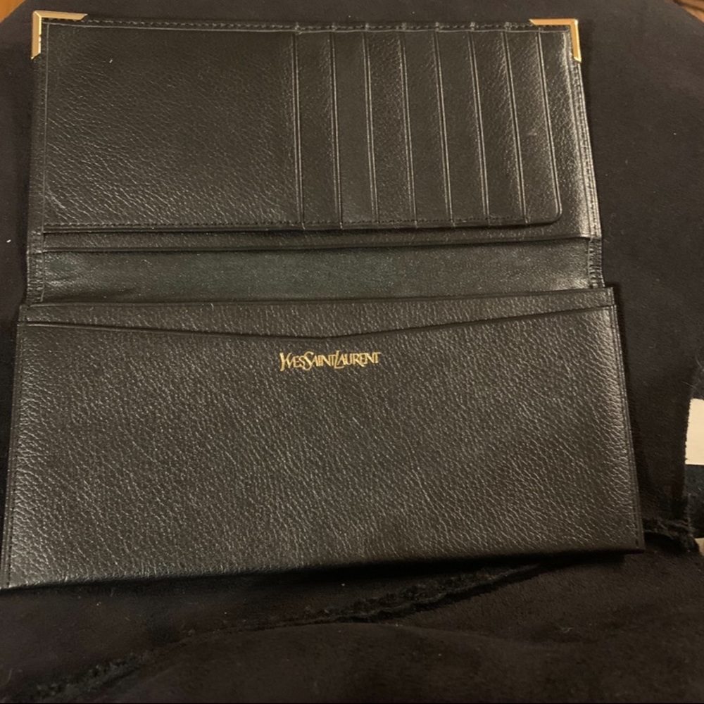 Yves Saint Lauren Black‎ Leather and Gold Wallet - Picture 2 of 7